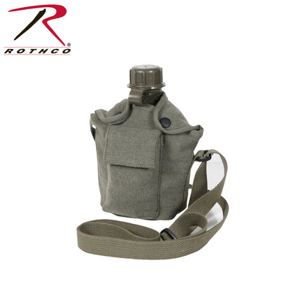 Rothco Vintage Canvas Canteen Cover with Shoulder Strap – Olive Drab, Part 614-OD