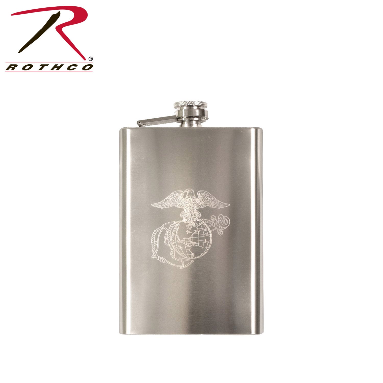 Rothco Engraved USMC Stainless Steel Flask - Classic Military Style with Iconic Emblem