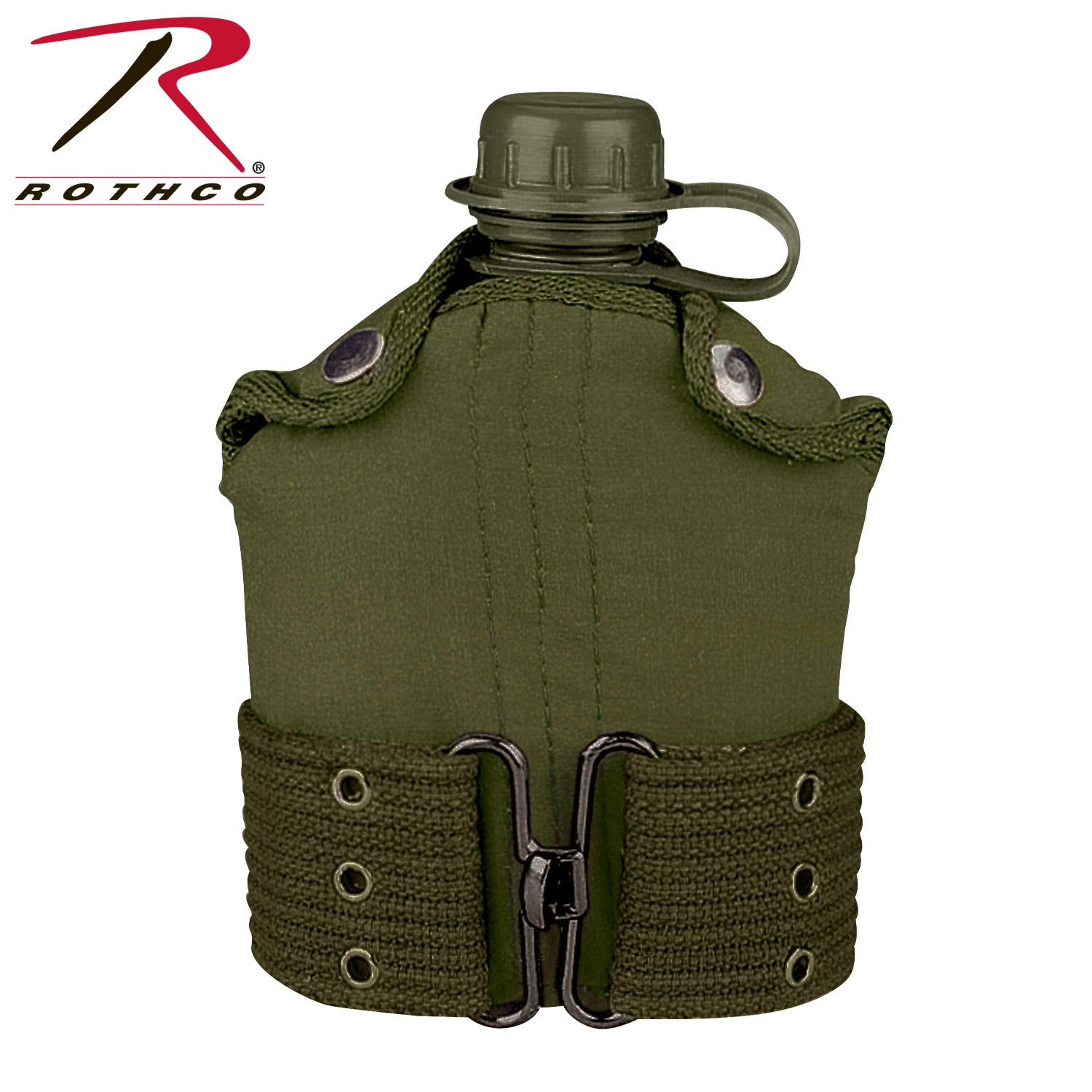 Rothco G.I. Type Plastic Canteen & Pistol Belt Kit – 1 Quart Water Capacity with Insulated Cover