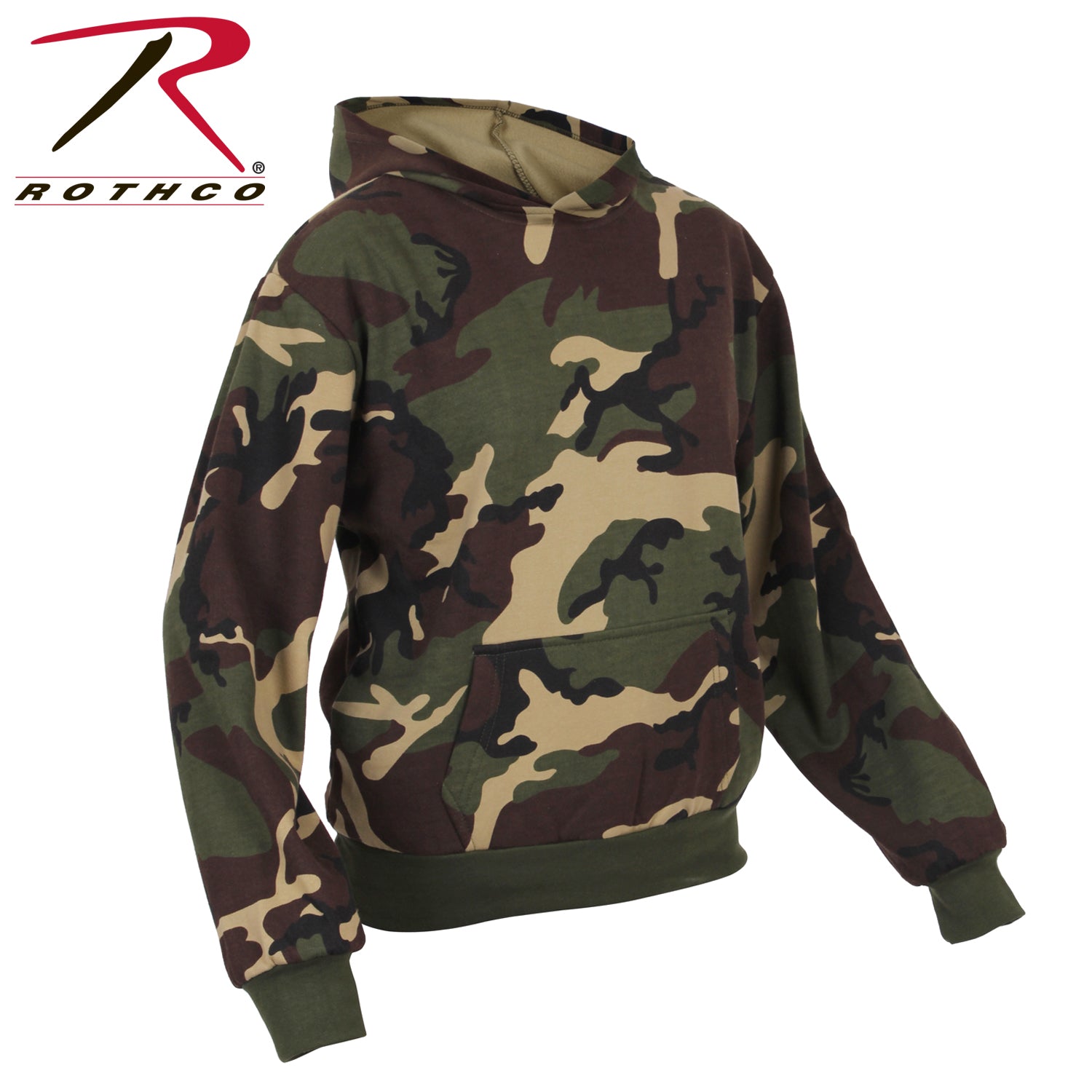 Rothco Kids Camo Pullover Hooded Sweatshirt Size L – Durable Cotton-Polyester Blend with Warm Fleece Lining