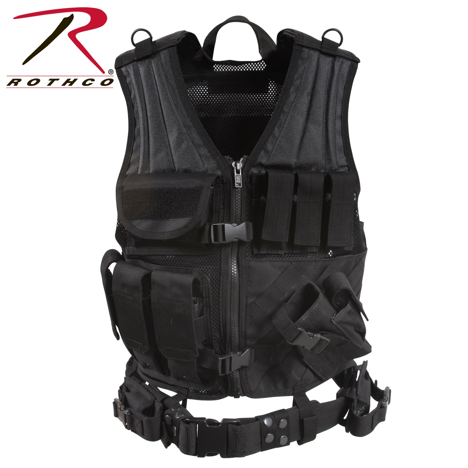 Rothco Cross Draw MOLLE Tactical Vest in Black, Size Regular - Part 6491