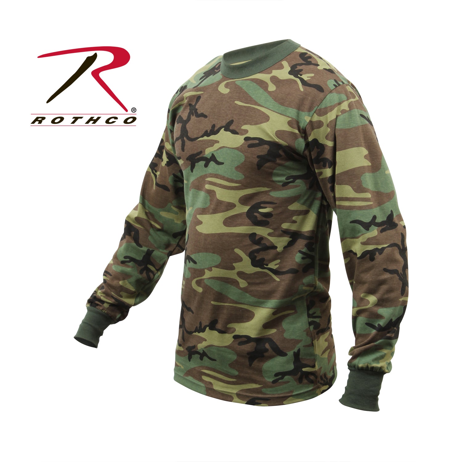 Rothco Long Sleeve Woodland Camo T-Shirt - Size 5XL