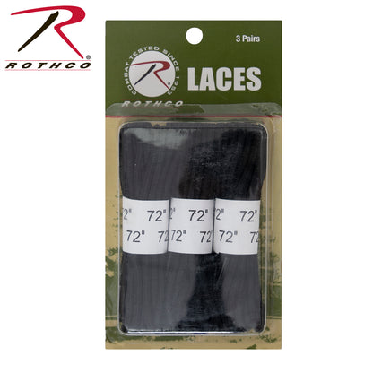 Rothco 72-inch Black Boot Laces - 3 Pack for Tactical and Law Enforcement Footwear
