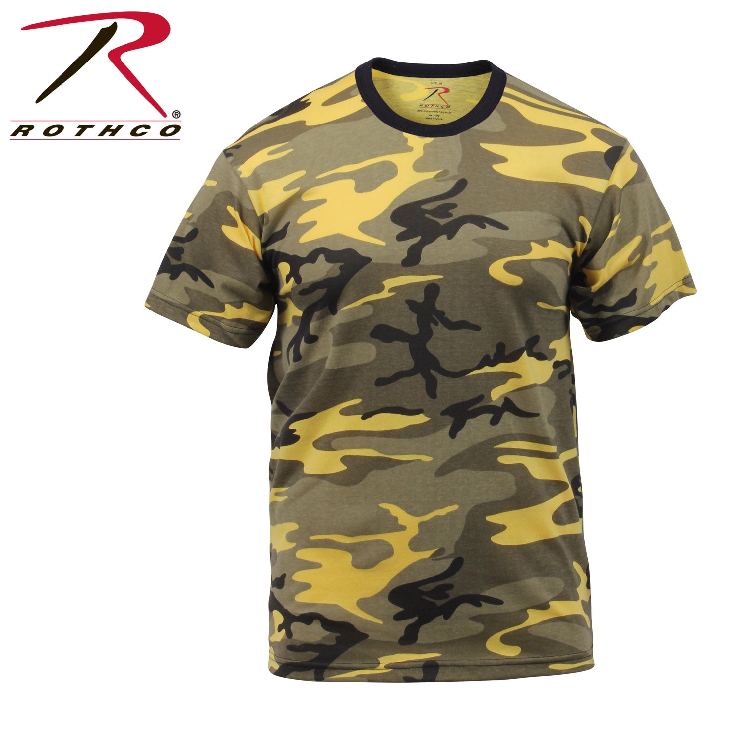 Rothco Camo T-Shirt Stinger Yellow Camo Size Small – Durable Military-Style Camouflage Tee