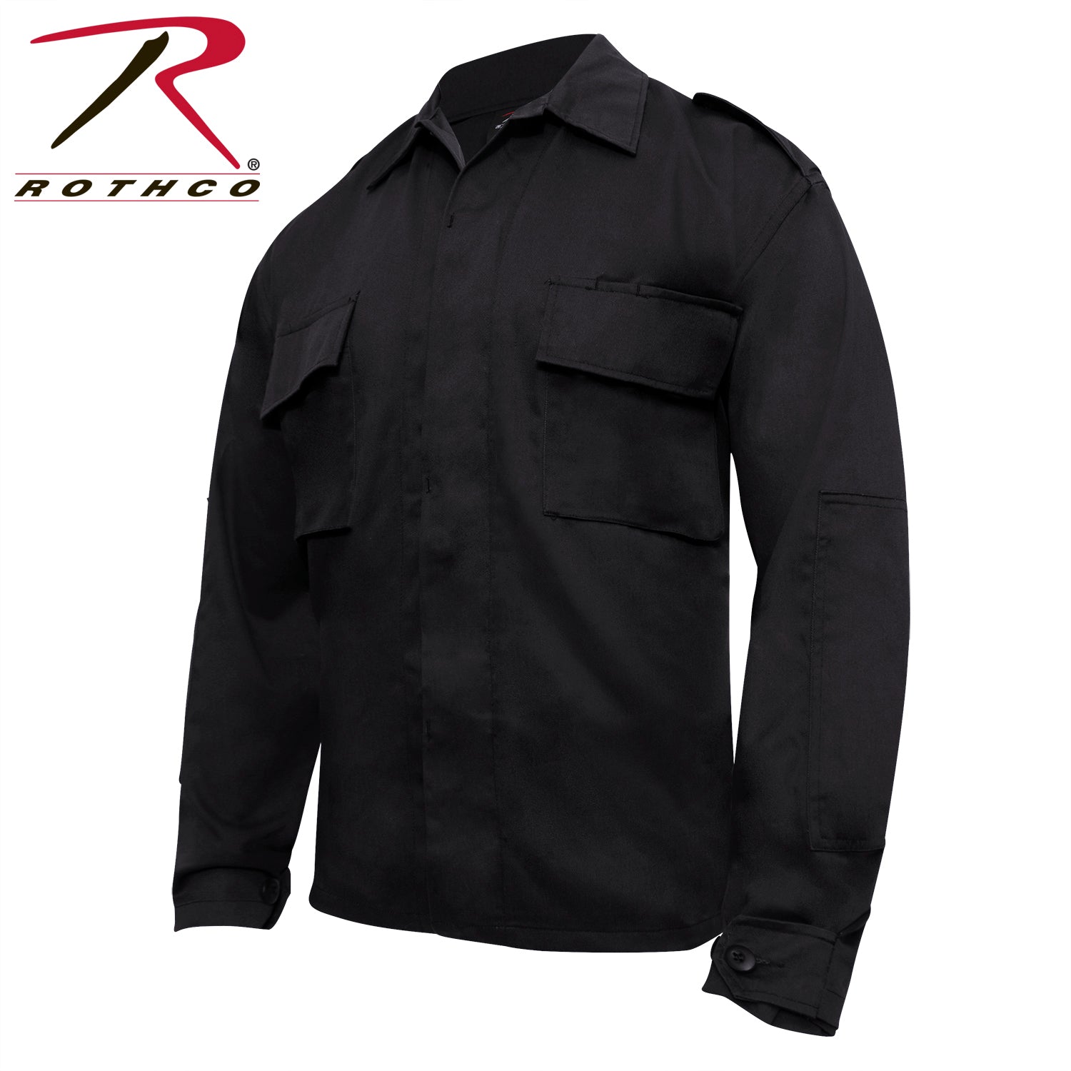 Rothco Tactical 2 Pocket BDU Shirt Black Size Large – Durable Military-Style Button-Up with Reinforced Elbows and Adjustable Cuffs