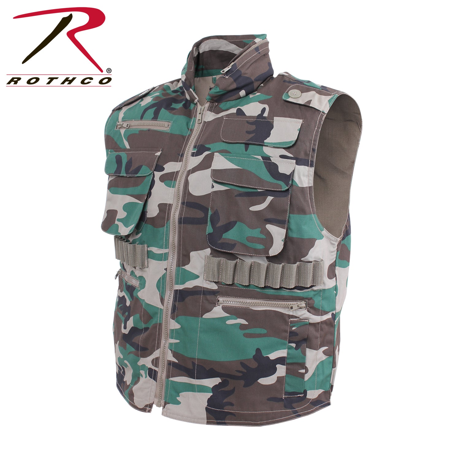 Rothco Ranger Vest Woodland Camo Size 2XL – Tactical Outdoor Vest with Multiple Storage Options