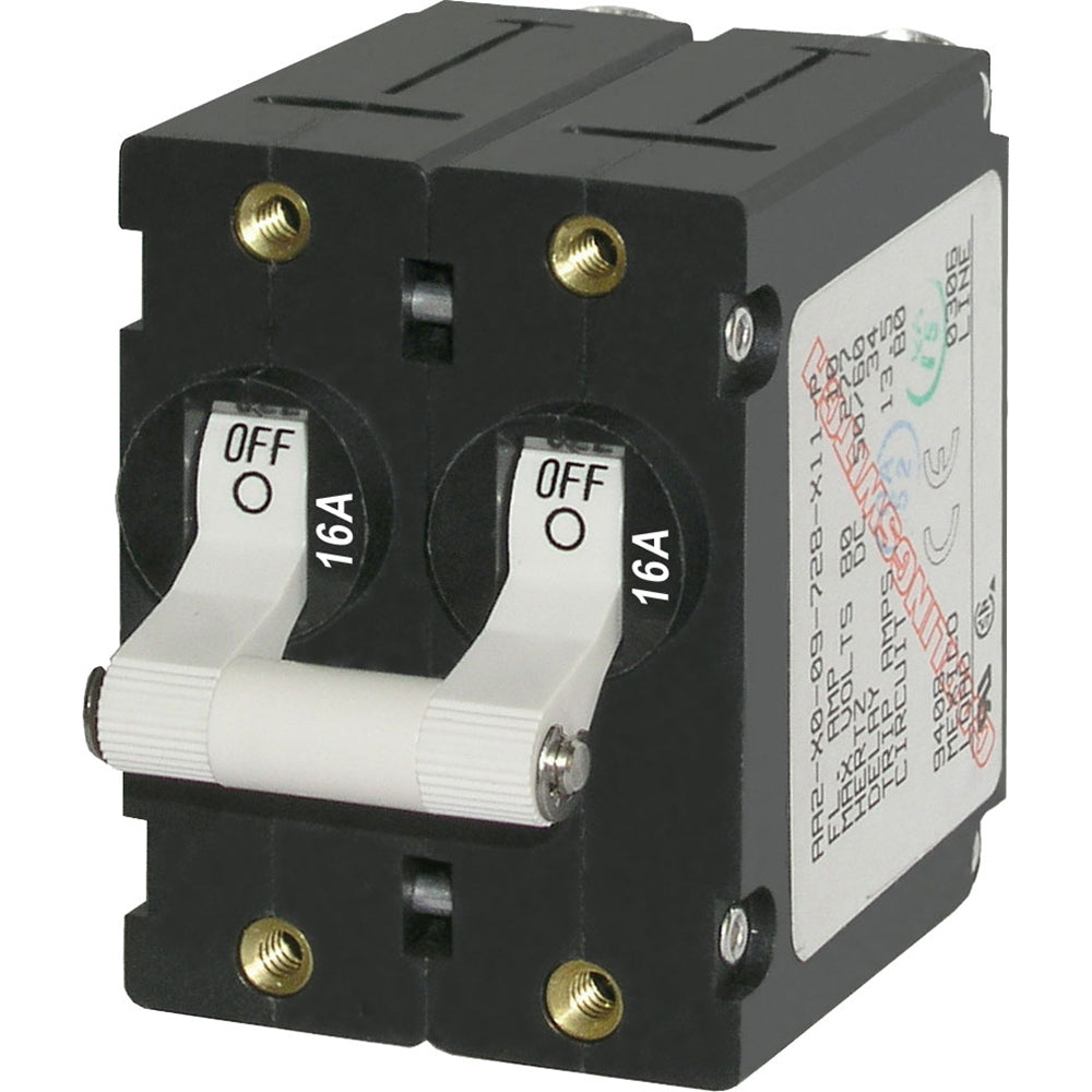Blue Sea Systems A-Series Double Pole Toggle Switch - 16A, White, Part 7294