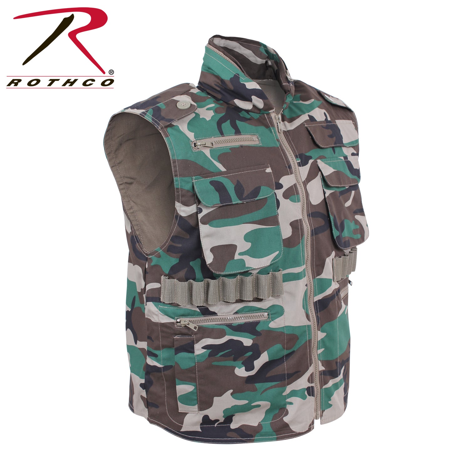 Rothco Ranger Vest Woodland Camo Size Small – Tactical Military Field Vest with Multiple Storage Pockets