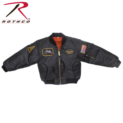 Rothco Kids Flight Jacket with Patches – Black Size Large