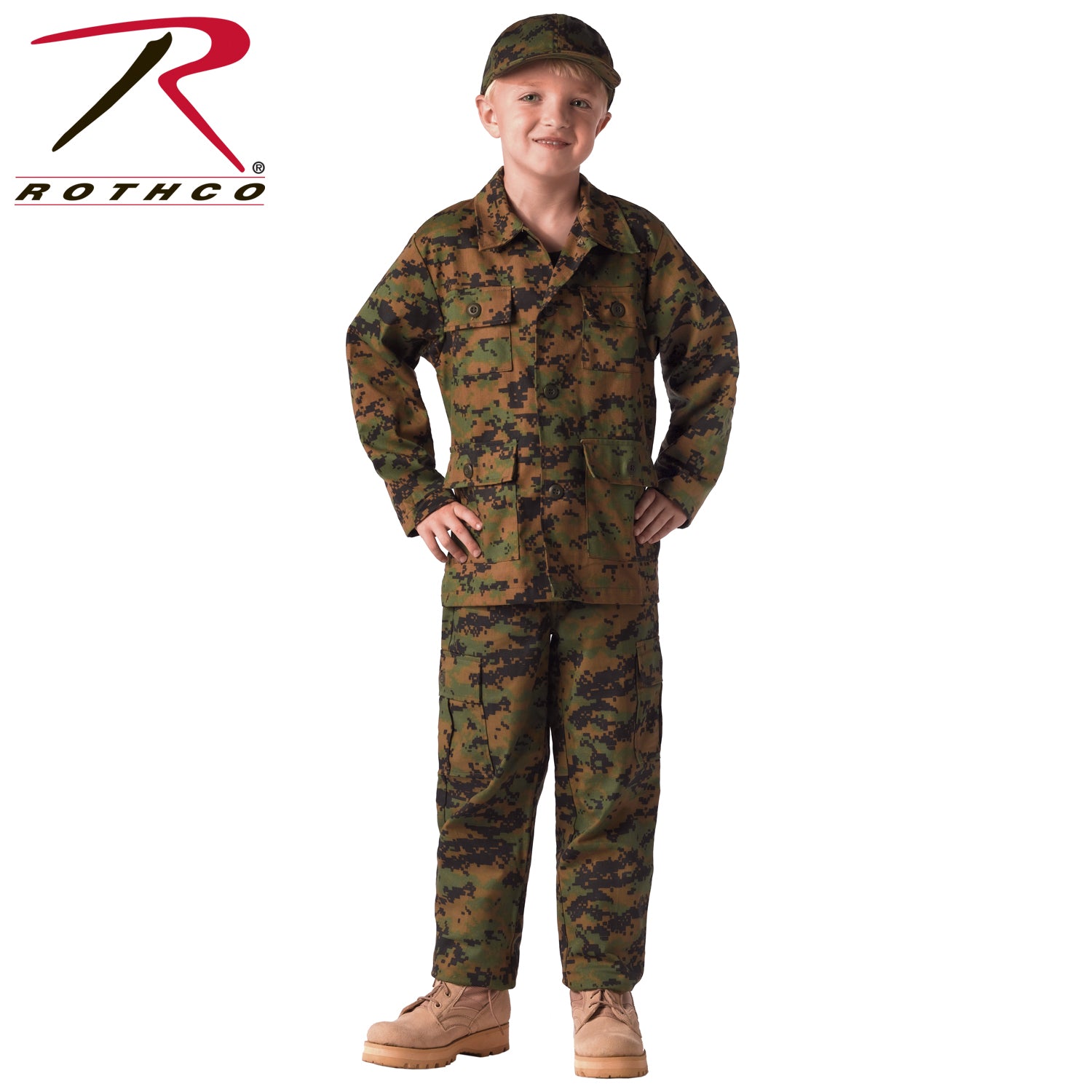 Rothco Kids Camo BDU Shirt in Woodland Digital Camo, Size M