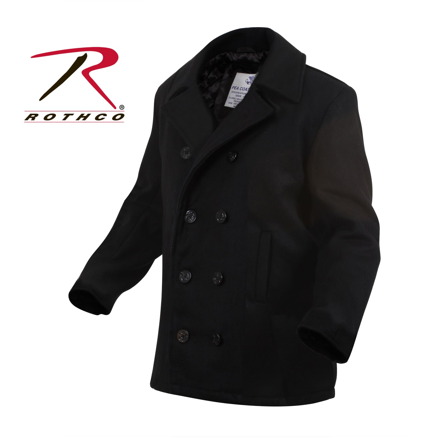 Rothco Wool Pea Coat Black Size XL – Classic US Navy Style for Cold Weather