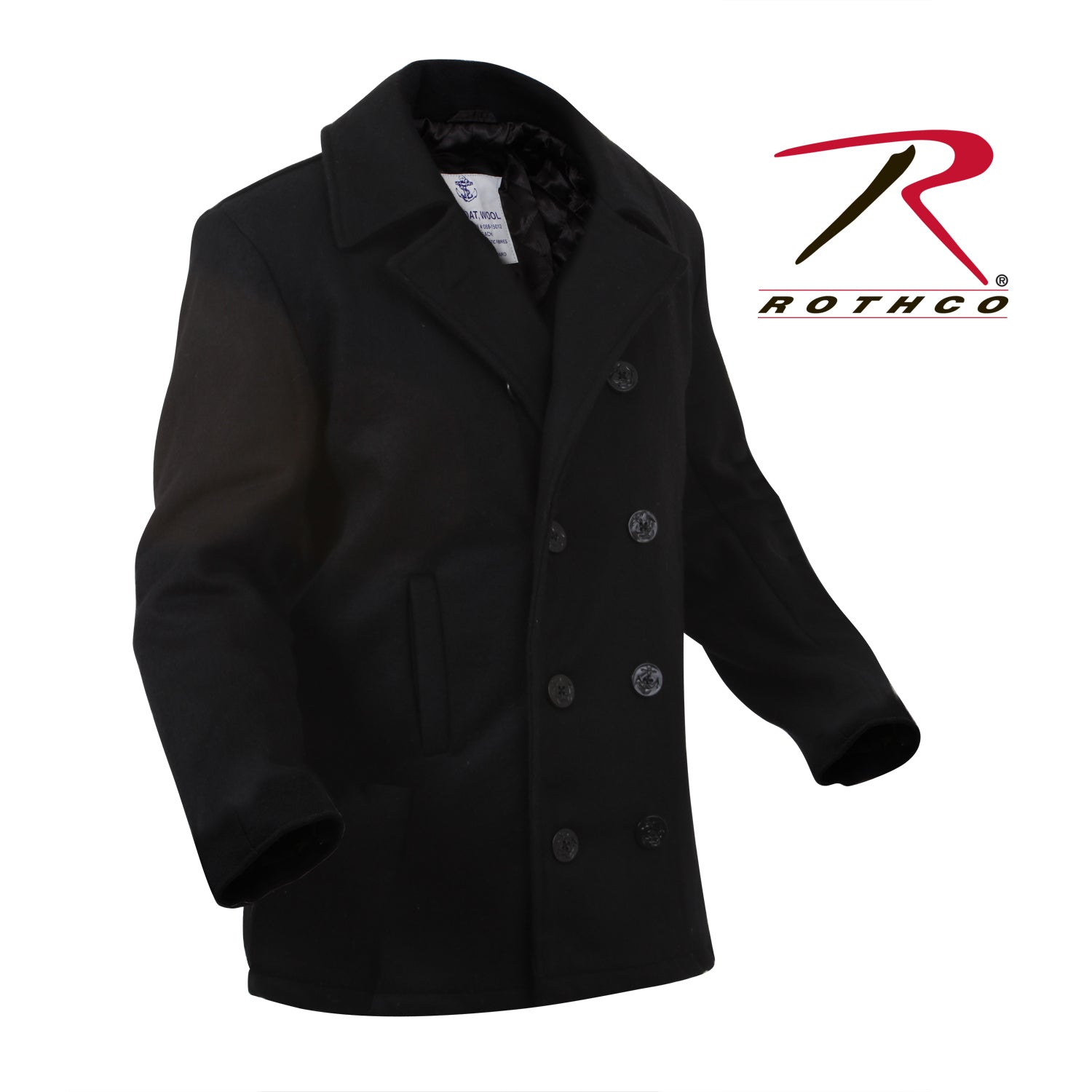 Rothco Wool Pea Coat for Men Size 2XL in Black – Classic US Navy Inspired Design