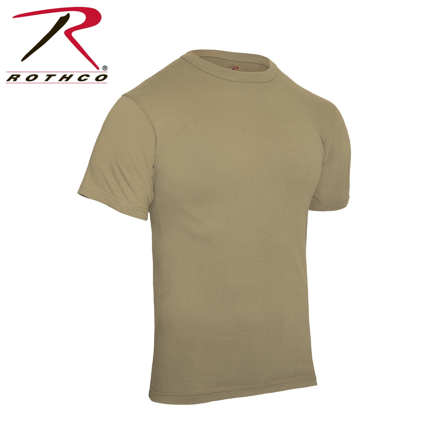 Rothco Solid Color Short Sleeve Crew Neck T-Shirt in Khaki, Size Large