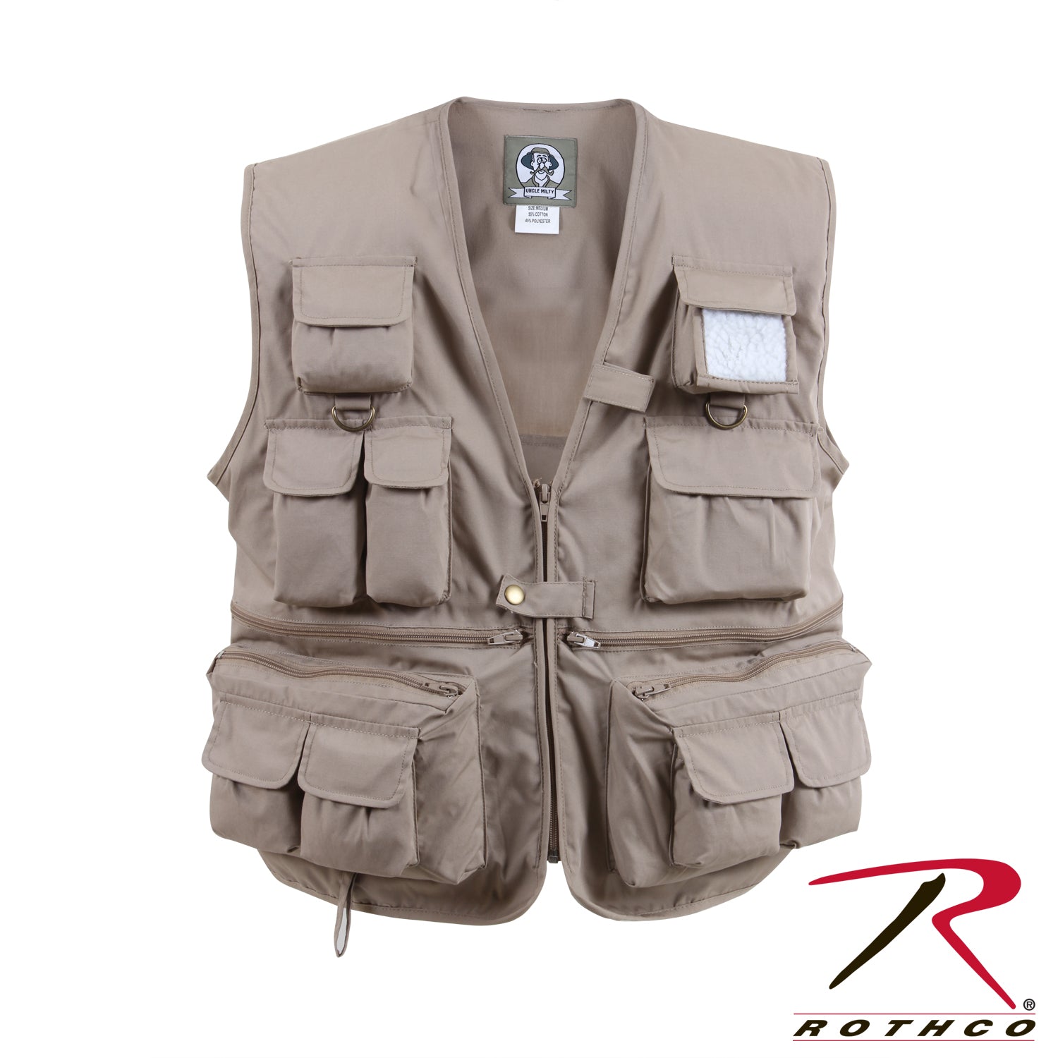 Rothco Uncle Milty Travel Vest in Khaki, Size Large – Durable Utility Vest for Outdoor Activities
