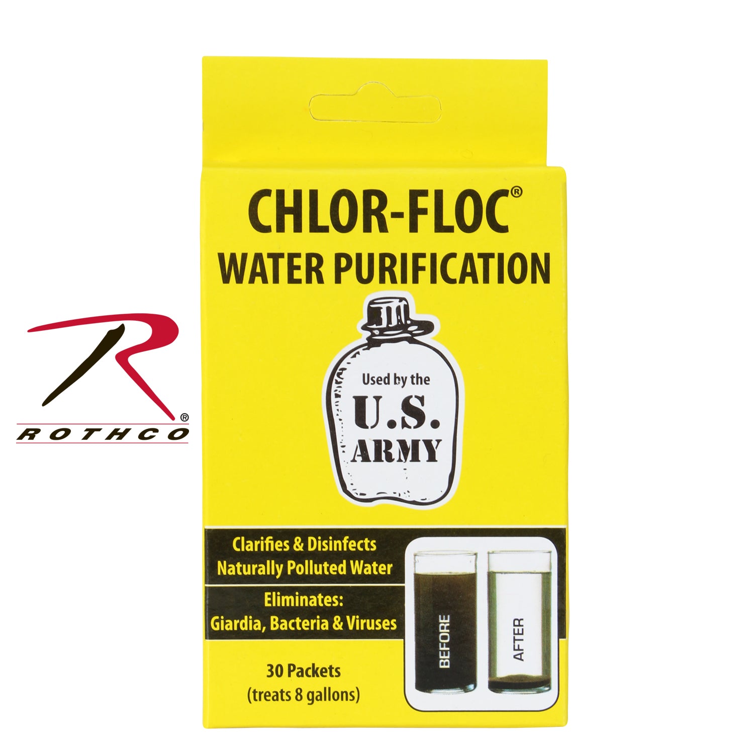 Chlor Floc Military Water Purification Powder Packets - 30 Packets for Safe Drinking Water