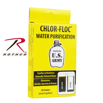 Chlor Floc Military Water Purification Powder Packets - 30 Packets for Safe Drinking Water