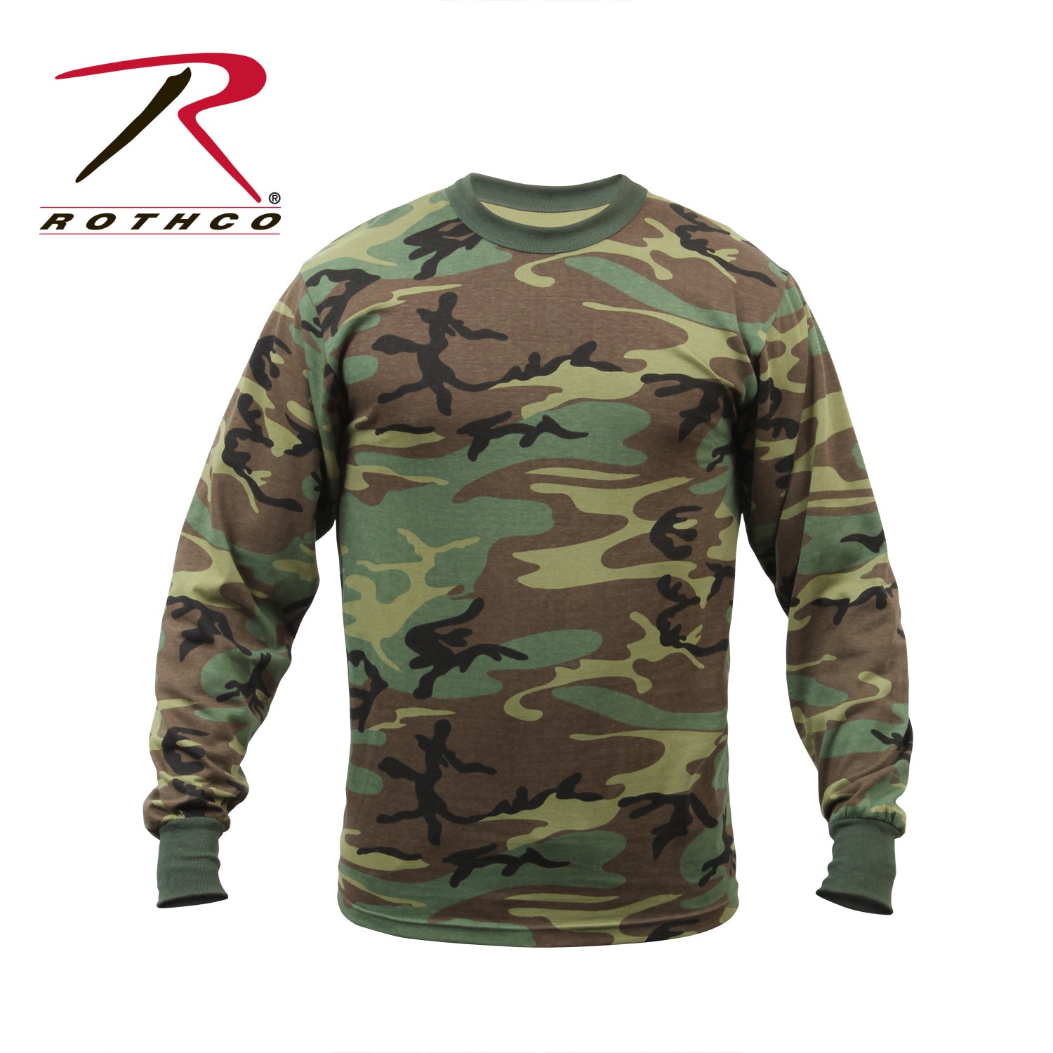 Rothco Long Sleeve Woodland Camo T-Shirt Size L