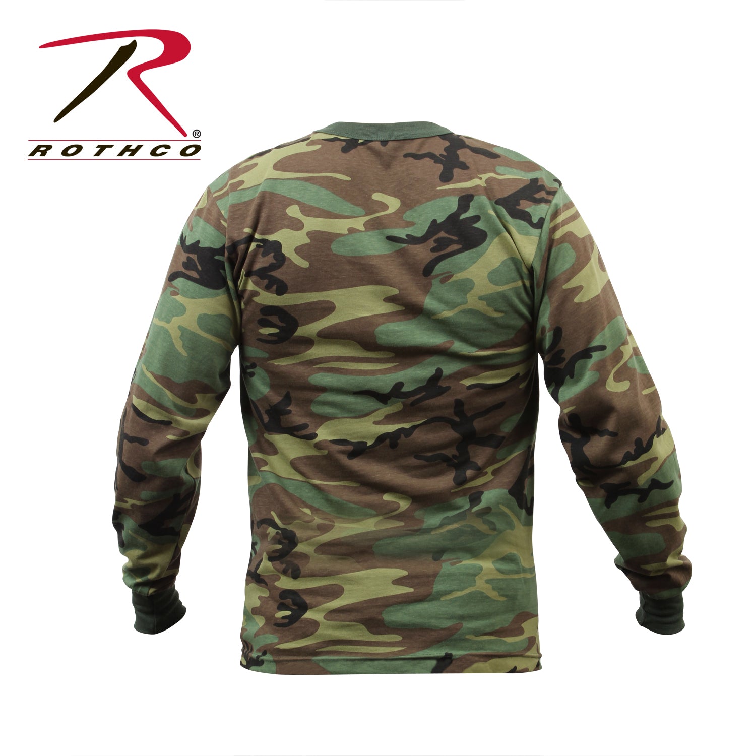 Rothco Long Sleeve Camo T-Shirt Woodland Camo Size M - Durable Military-Style Apparel