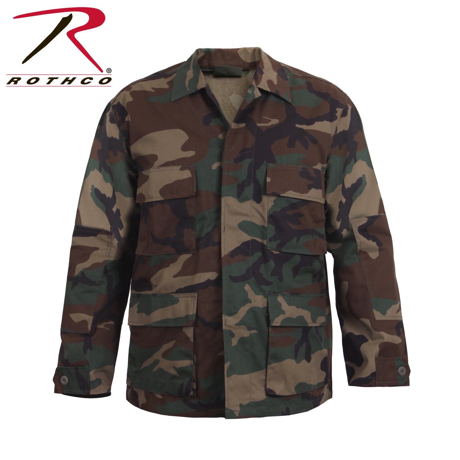 Rothco Twill BDU Shirt in Woodland Camo Size Large - Military-Style Tactical Uniform Shirt