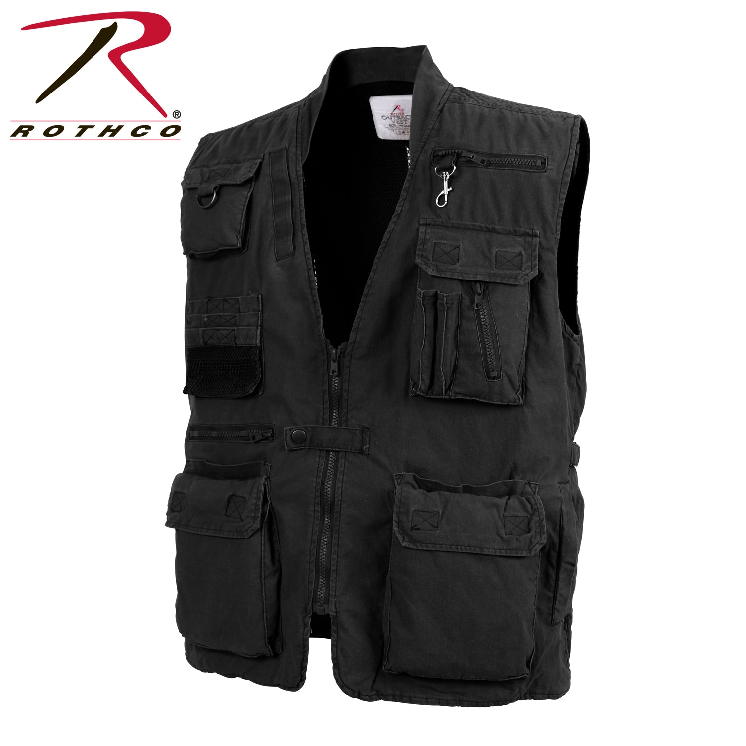 Rothco Deluxe Safari Outback Vest Black Size Small - 18 Pocket Outdoor Utility Vest
