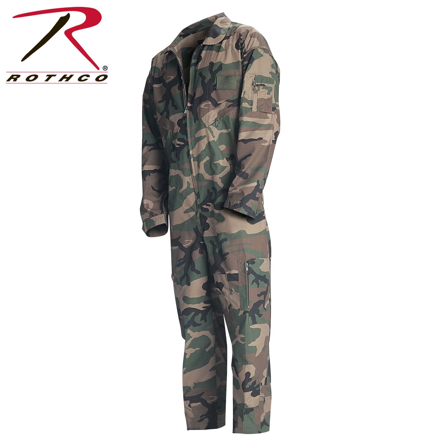 Rothco Flightsuit Woodland Camo Size Small – Military-Style Air Force Jump Suit with Multiple Storage Pockets