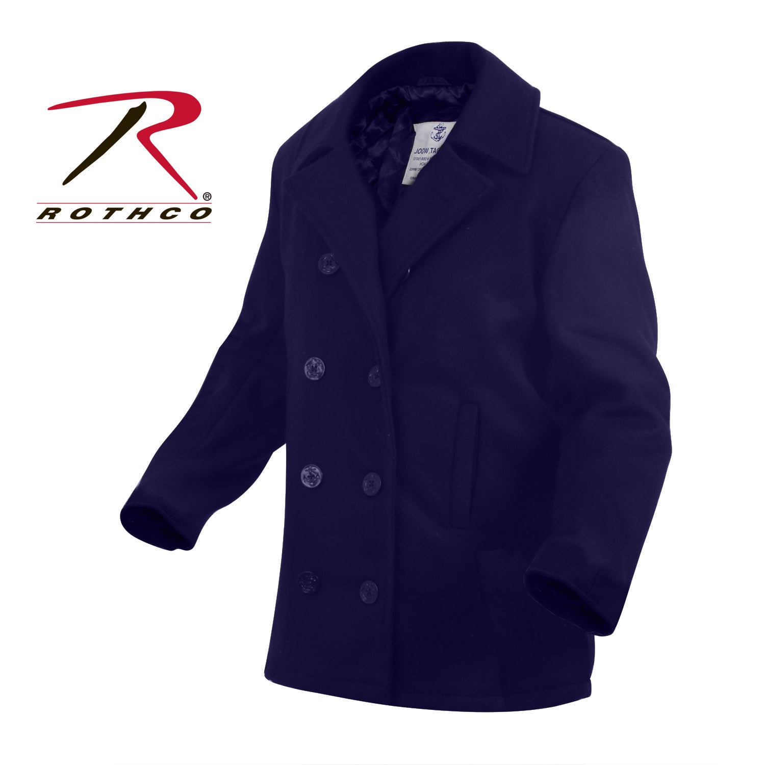 Rothco Wool Pea Coat Navy Blue Size Large – Classic US Navy Style with Warm Wool Blend and Quilted Liner