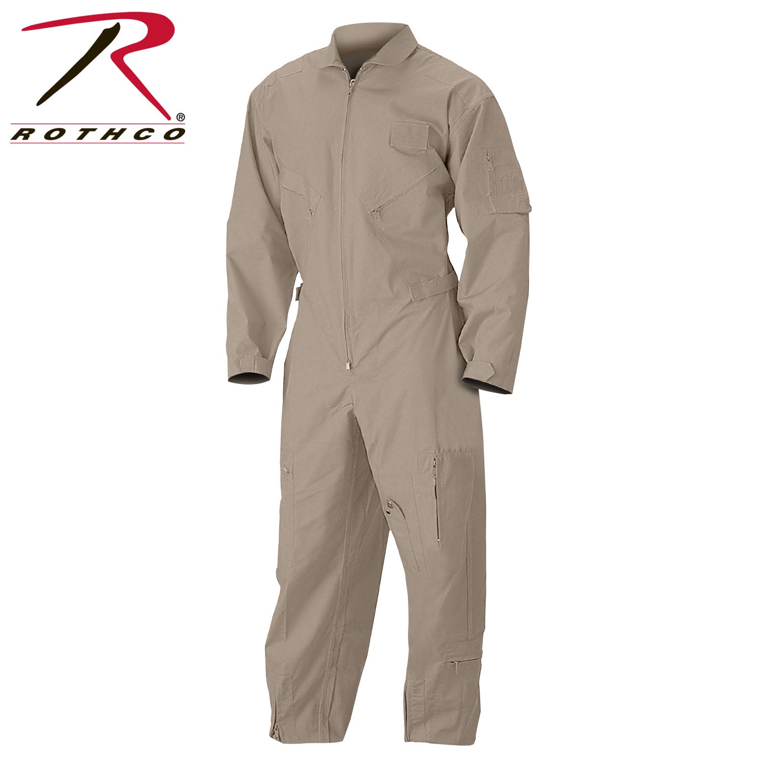 Rothco Khaki Flightsuit Size 2XL – Military Style Flight Suit with Ample Storage and Adjustable Fit