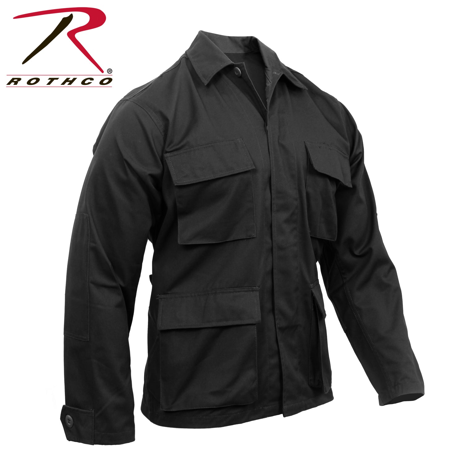 Rothco Twill BDU Shirt in Black, Size Large – Durable Military-Style Long Sleeve Uniform Shirt