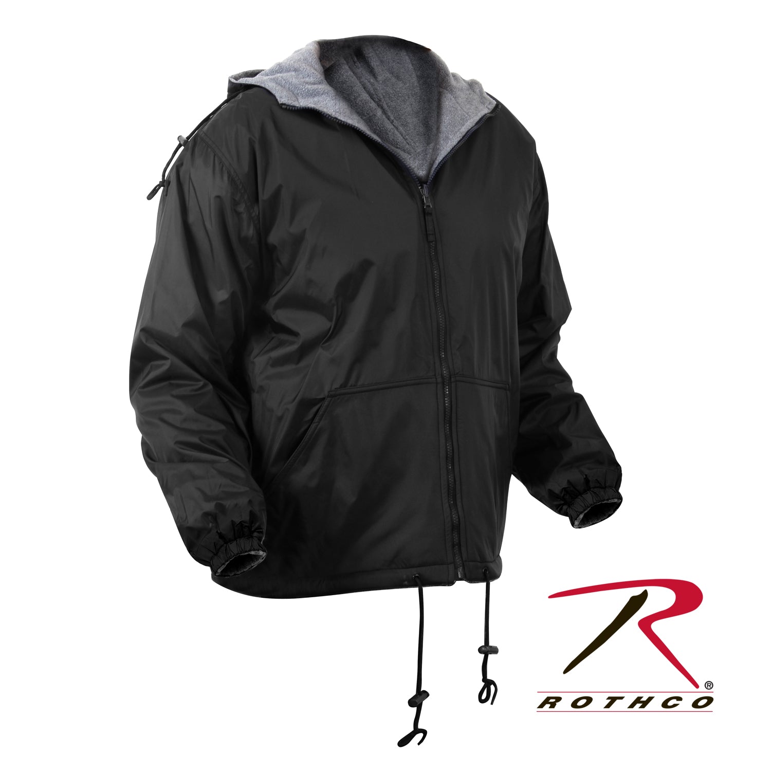 Rothco Reversible Lined Jacket with Hood – Black, Size 2XL