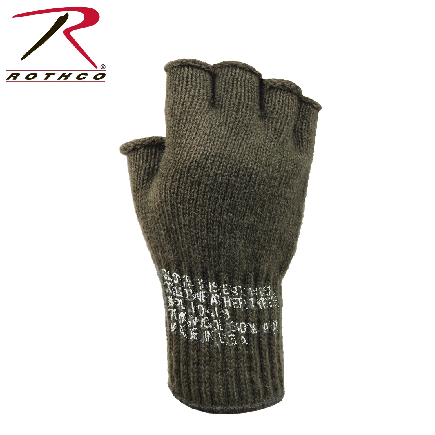 Rothco Fingerless Wool Gloves Olive Drab - Warm US-Made Outdoor Gloves with Dexterity