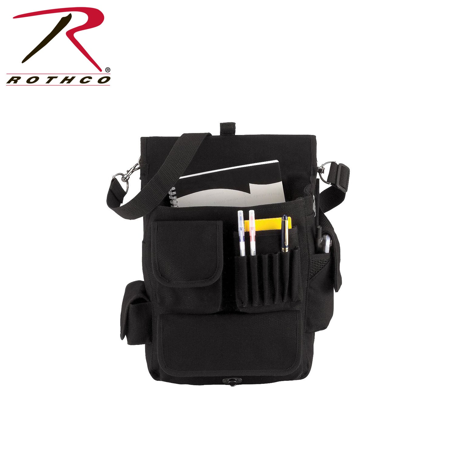Rothco Canvas M-51 Engineers Field Bag Black with Adjustable Strap and Multiple Storage Compartments