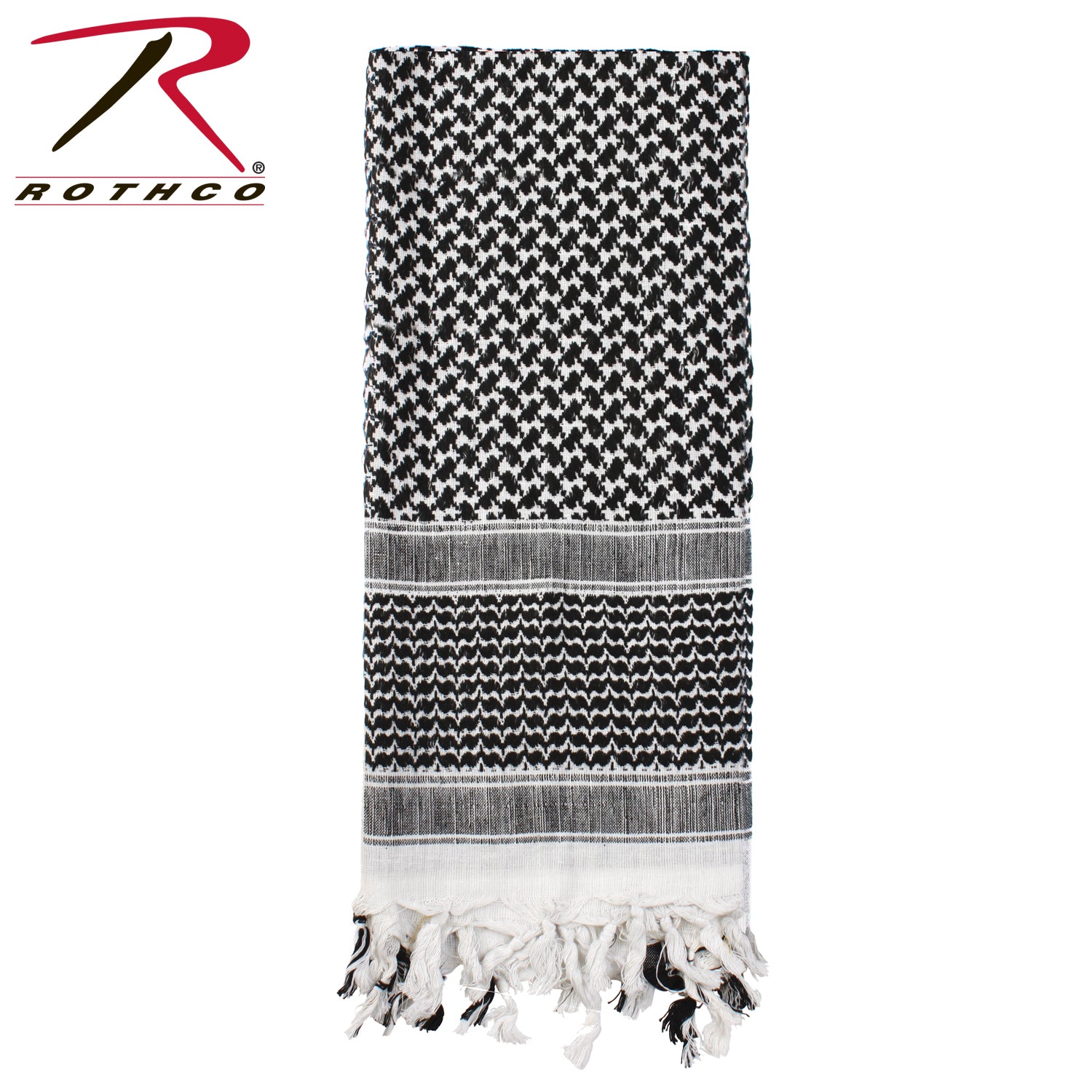 Rothco Shemagh Tactical Desert Keffiyeh Scarf Black / White – Multi-Use Head and Neck Wrap for Outdoor and Survival Activities