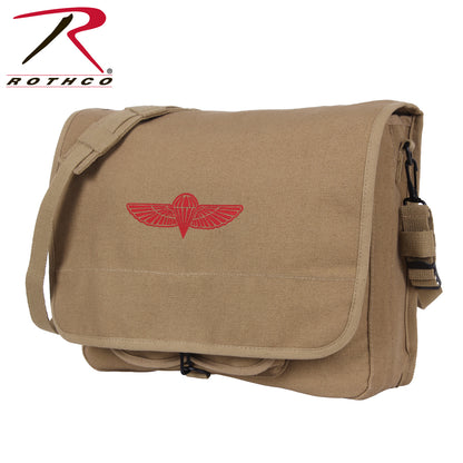 Rothco Canvas Paratrooper Messenger Bag Khaki – Durable 15 x 11 x 4 inch Carryall with Organizers