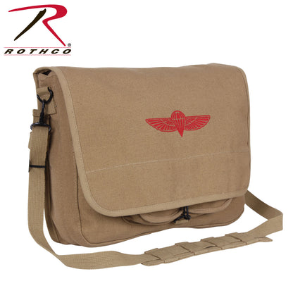 Rothco Canvas Paratrooper Messenger Bag Khaki – Durable 15 x 11 x 4 inch Carryall with Organizers