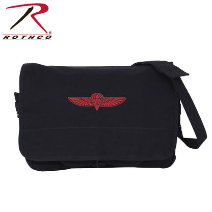 Rothco Canvas Paratrooper Messenger Bag Black – Durable 15 x 11 Inch Carryall with Organizer Compartments