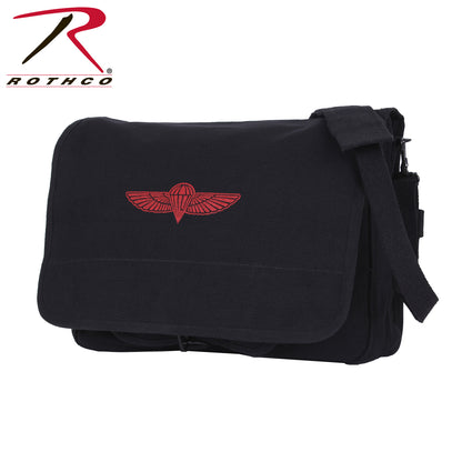 Rothco Canvas Paratrooper Messenger Bag Black – Durable 15 x 11 Inch Carryall with Organizer Compartments