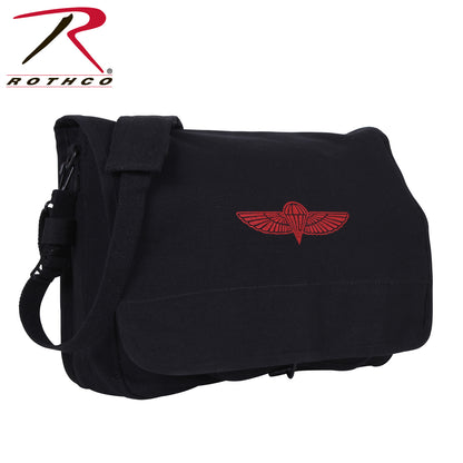 Rothco Canvas Paratrooper Messenger Bag Black – Durable 15 x 11 Inch Carryall with Organizer Compartments