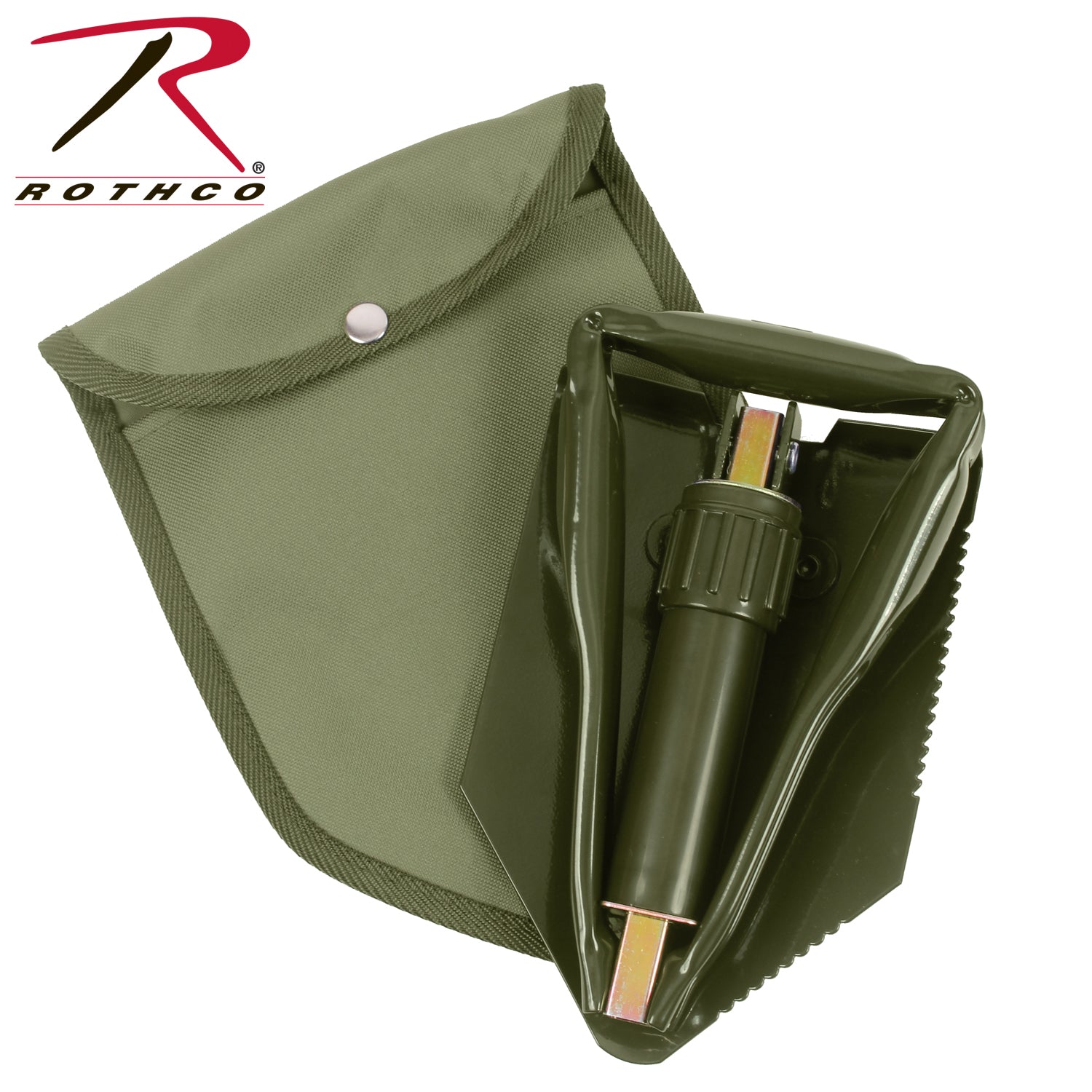 Rothco Tri-Fold Shovel Green - Compact Folding Camping and Survival Shovel with Cover