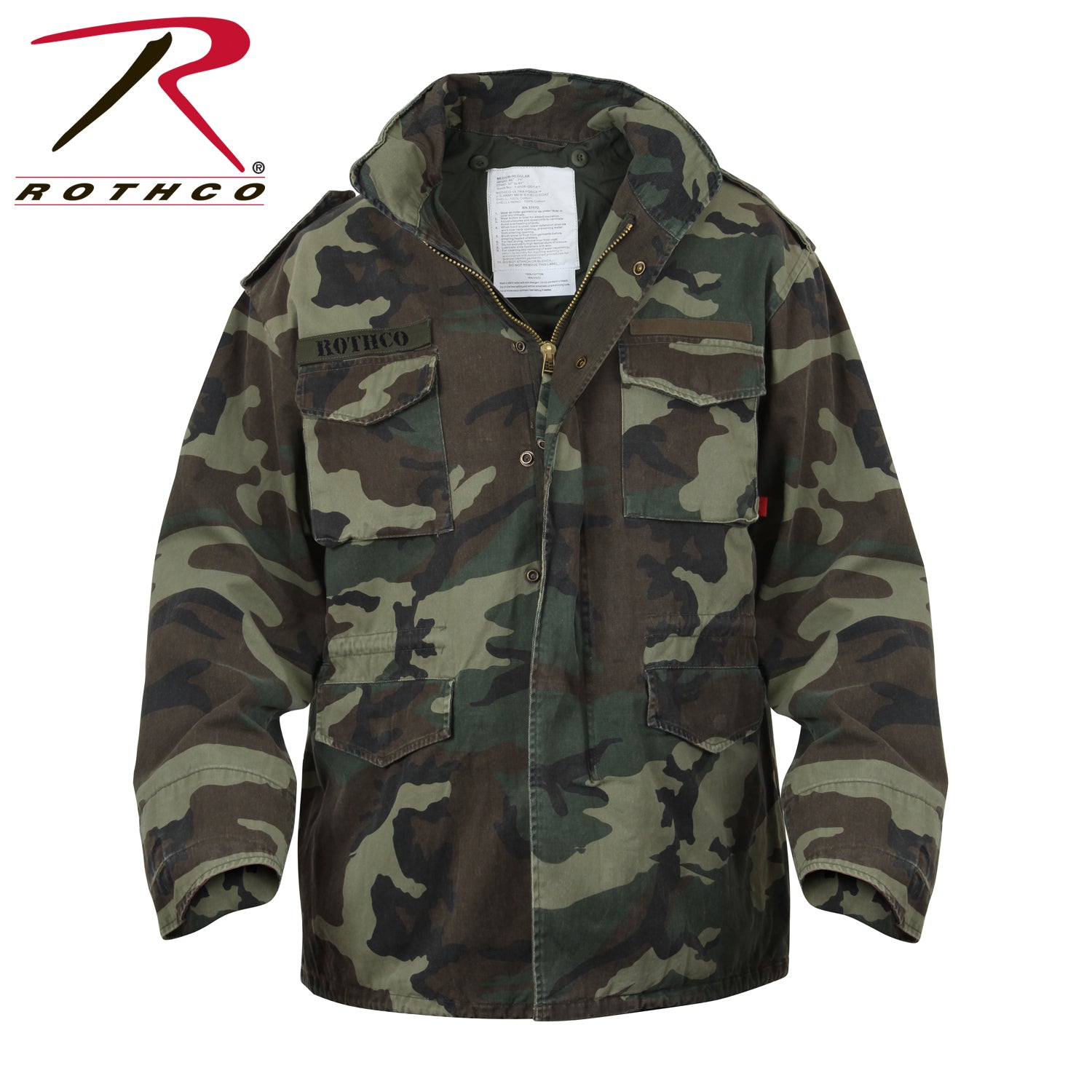 Rothco Vintage M-65 Field Jacket in Woodland Camo Size Large