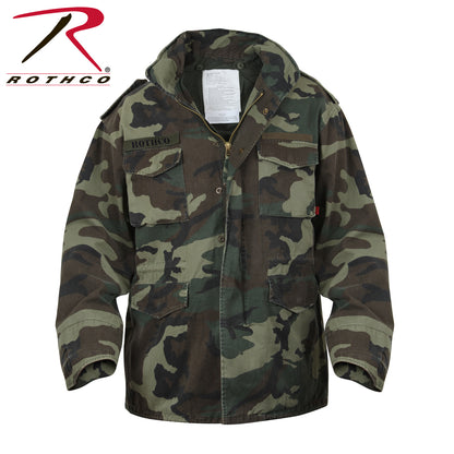 Rothco Vintage M-65 Field Jacket in Woodland Camo Size Large