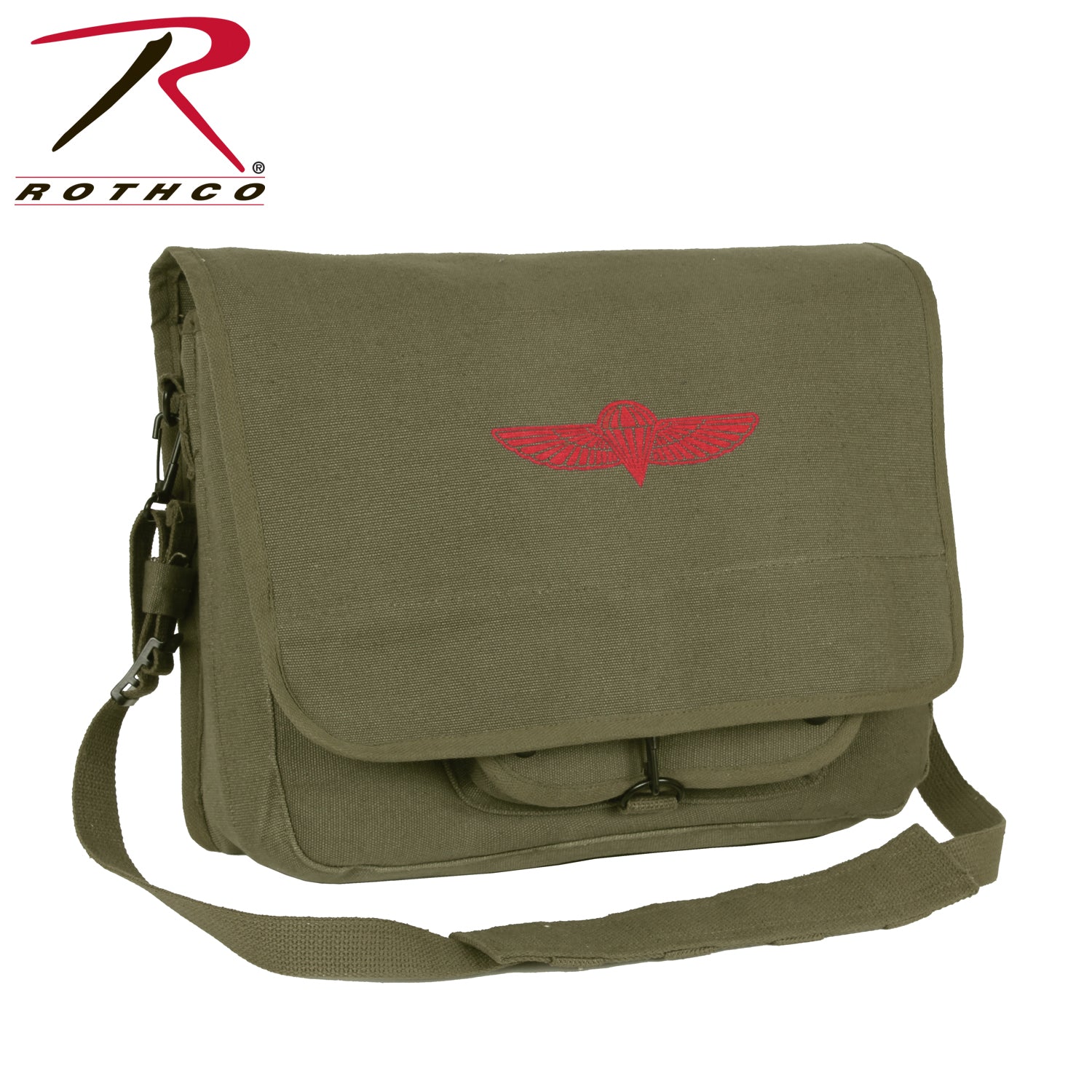 Rothco Canvas Paratrooper Messenger Bag Olive Drab - Durable 15 in x 11 in x 4 in Shoulder Bag