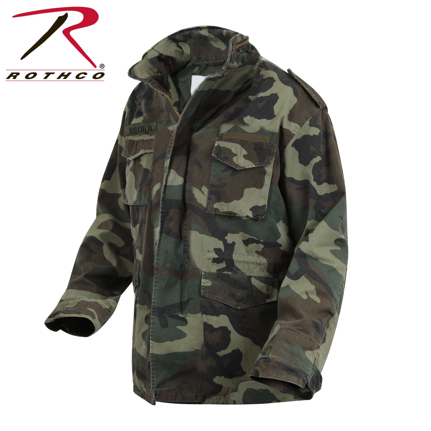 Rothco Vintage M-65 Field Jacket in Woodland Camo Size Small