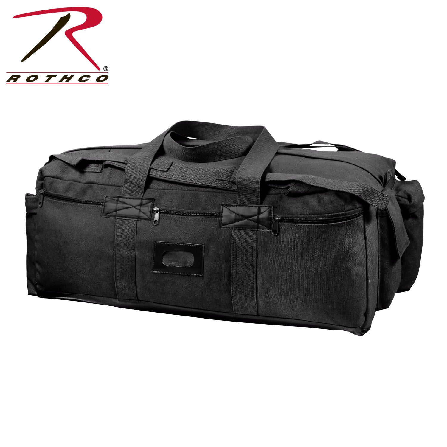 Rothco Tactical Duffle Bag Black with Adjustable Shoulder Straps and Heavyweight Canvas