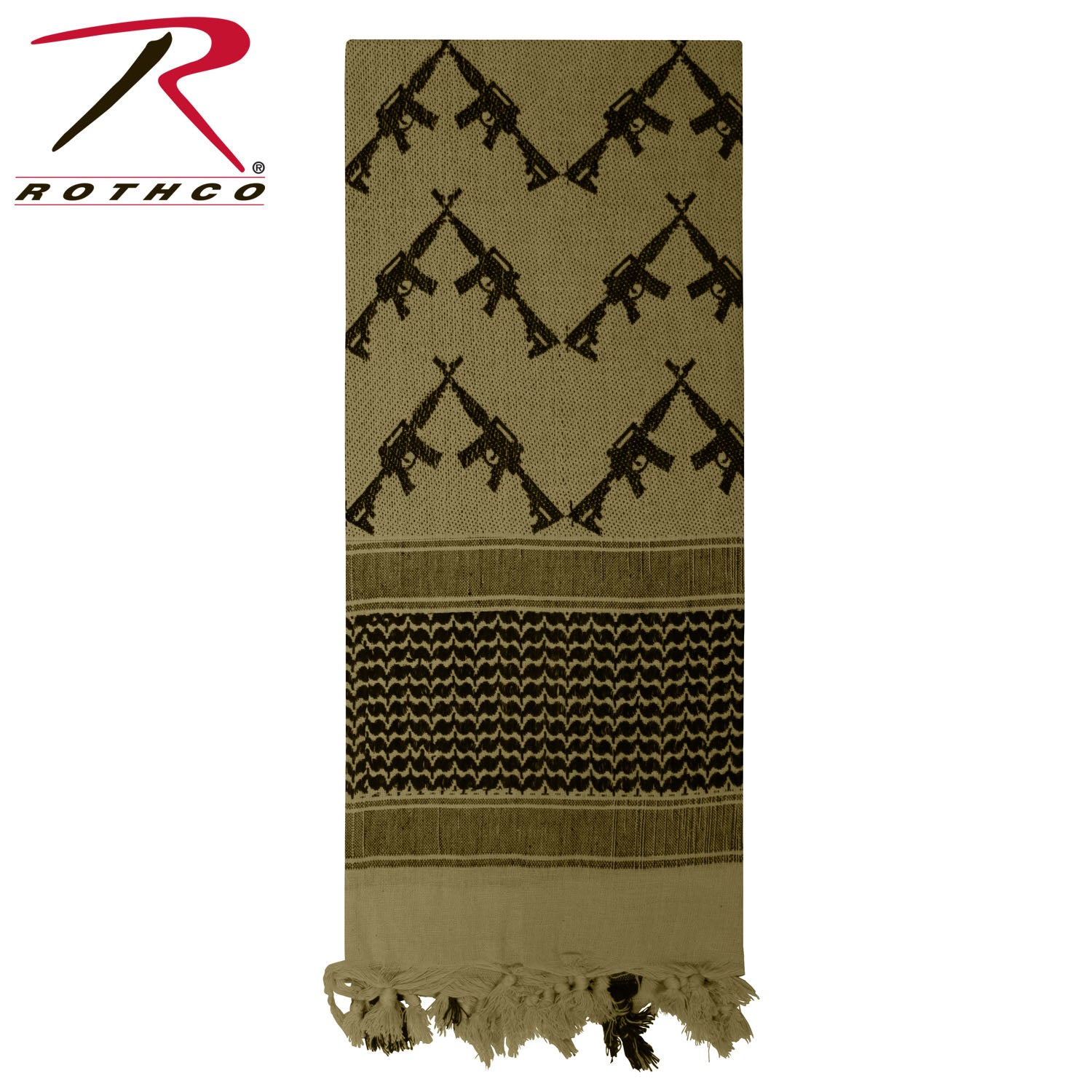 Rothco Crossed Rifles Shemagh Tactical Desert Keffiyeh Scarf Olive Drab - Versatile Military Wrap for Extreme Weather