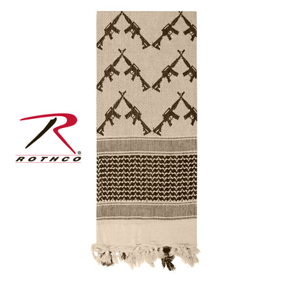 Rothco Crossed Rifles Shemagh Tactical Desert Keffiyeh Scarf Tan - Versatile Military-Style Headwear and Accessory