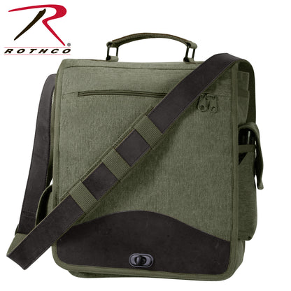 Rothco Vintage M-51 Engineers Bag Olive Drab – 16L Canvas Crossbody with Leather Accents and Multiple Pockets