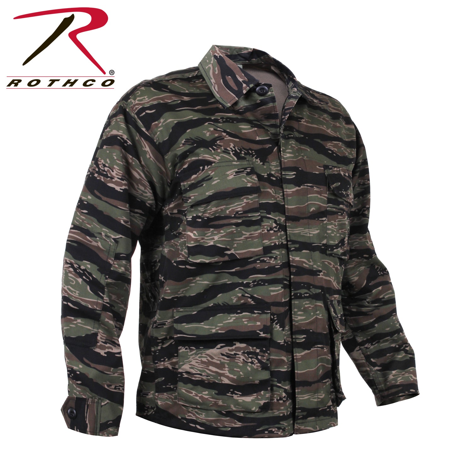 Rothco Twill BDU Shirt Tiger Stripe Camo Size XL – Durable Military-Style Long Sleeve Uniform Shirt