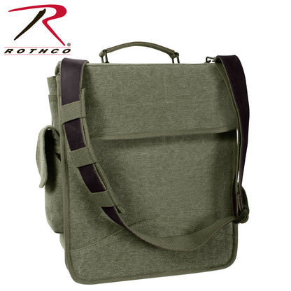 Rothco Vintage M-51 Engineers Bag Olive Drab – 16L Canvas Crossbody with Leather Accents and Multiple Pockets