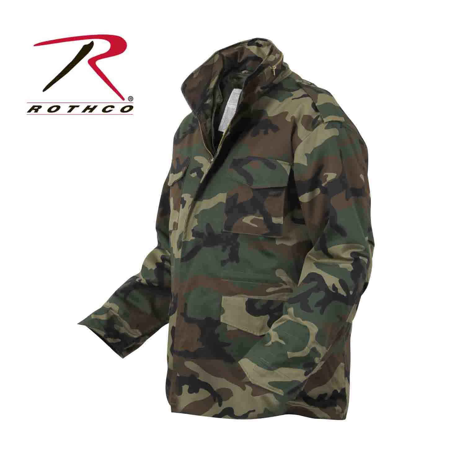 Rothco M-65 Field Jacket Woodland Camo Size M – Classic Military-Style Weather-Resistant Outerwear