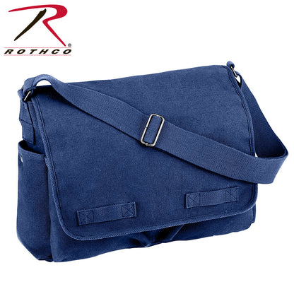 Rothco Classic Canvas Messenger Bag in Blue – Durable Heavy-Duty Military-Style Travel and Commuter Bag